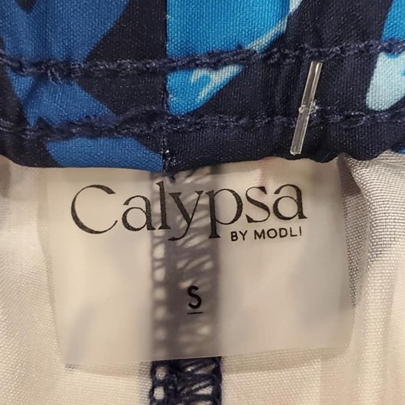 Calypsa by Modli Blue Tropical Floral Swim Shorts Bottoms Sz Small NEW WITH TAGS - Picture 5 of 9